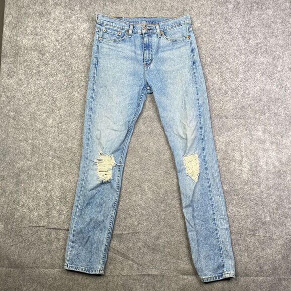 Levis 510 Jeans Mens 30x32 Blue Slim Straight Stretch Light Wash Denim American - Picture 1 of 12